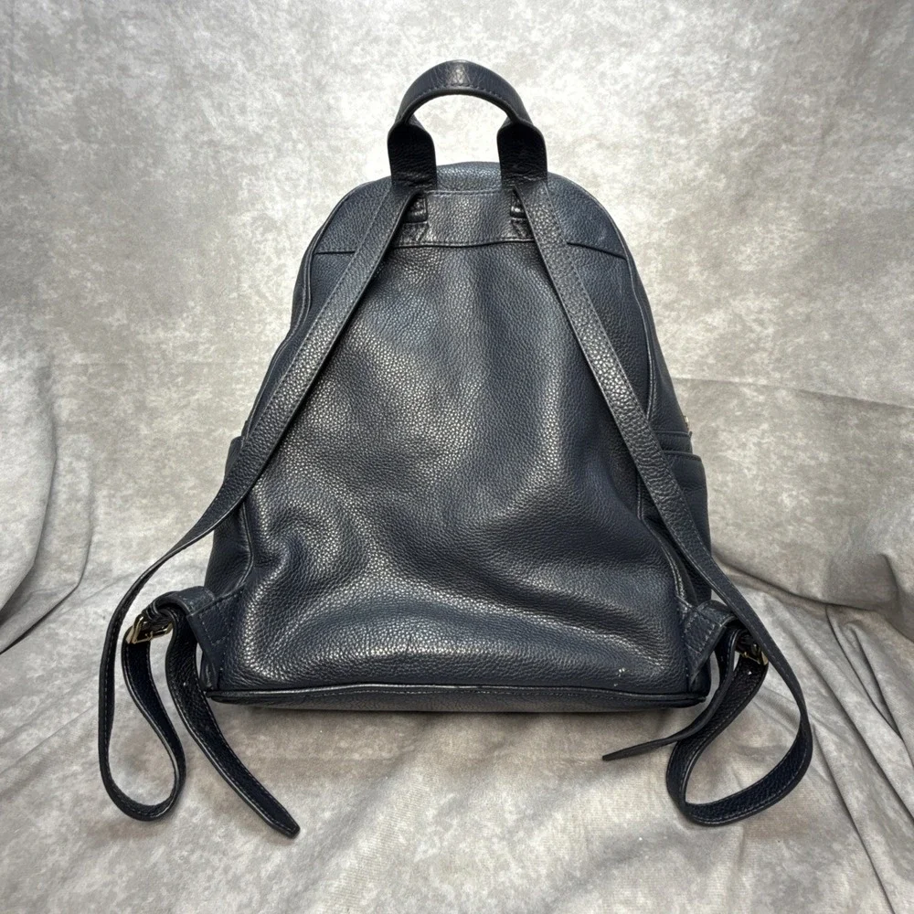 Michael Kors Zip Backpack Large Pebble Leather Navy Blue 14